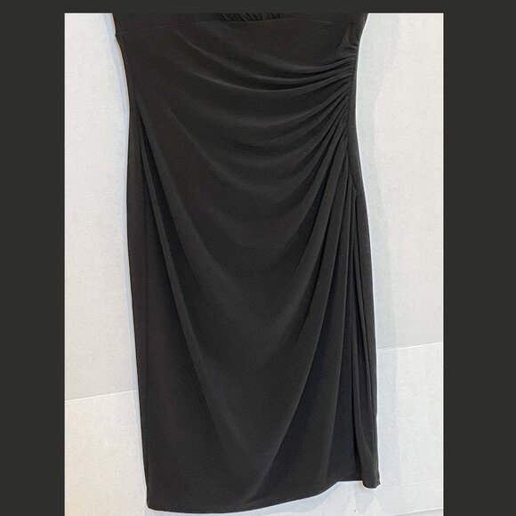 Lauren by Ralph Lauren Black Ruched Faux Wrap Dress Size 2P - Picture 5 of 9